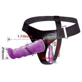 Imbracatura Doppia Penetrazione Viola con Dildo Regolabile